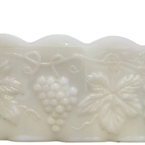 Anchor Hocking Milk Glass Planter Grapevine Design Rectangular Scalloped Edge - Picture 5 of 7